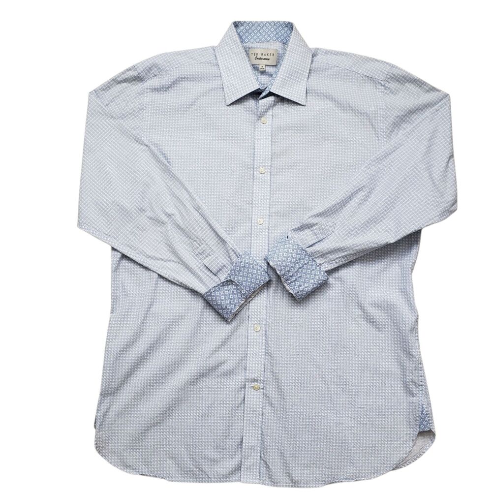 Ted Baker Endurance Dress Shirt Mens 16 34/35 Geometric Flip Cuff Long Sleeve - Picture 3 of 10
